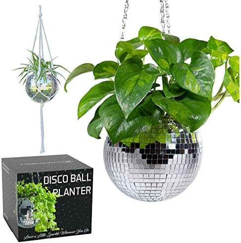 SCANDINORDICA Disco Ball Planter – Disco Ball Plant Hanger, Mirror Disco Planter with Chain and... | Amazon (US)