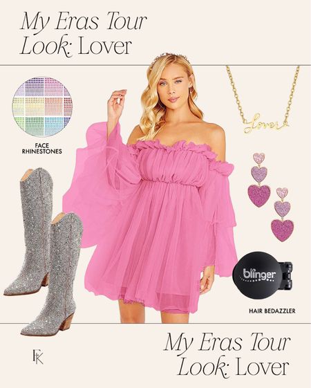 Eras tour look: lover 💕💞 loved my dress so much! Wasn’t itchy AT ALL and everything was so comfortable! My boots didn’t arrive in time but these are what I ordered to wear! Also linked my white pair here ✨💫

Taylor swift eras tour, eras tour outfit, lover era, Taylor swift dress, face jewels, hair bedazzler 

#LTKunder50 #LTKFind