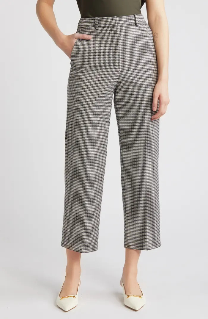 Theory Houndstooth High Waist Straight Leg Pants | Nordstrom | Nordstrom