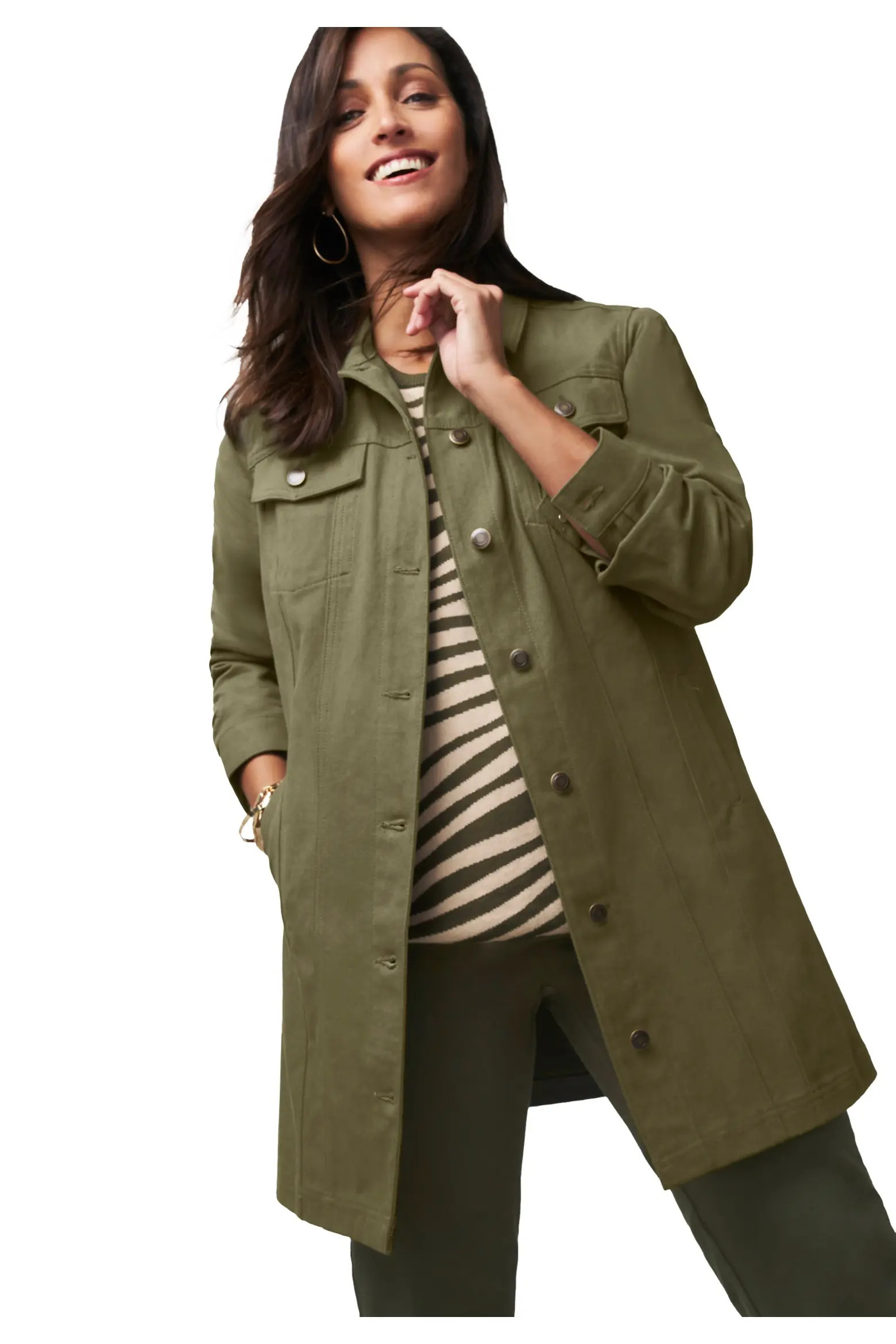 Jessica London Long Denim Jacket (Women) | Nordstrom | Nordstrom
