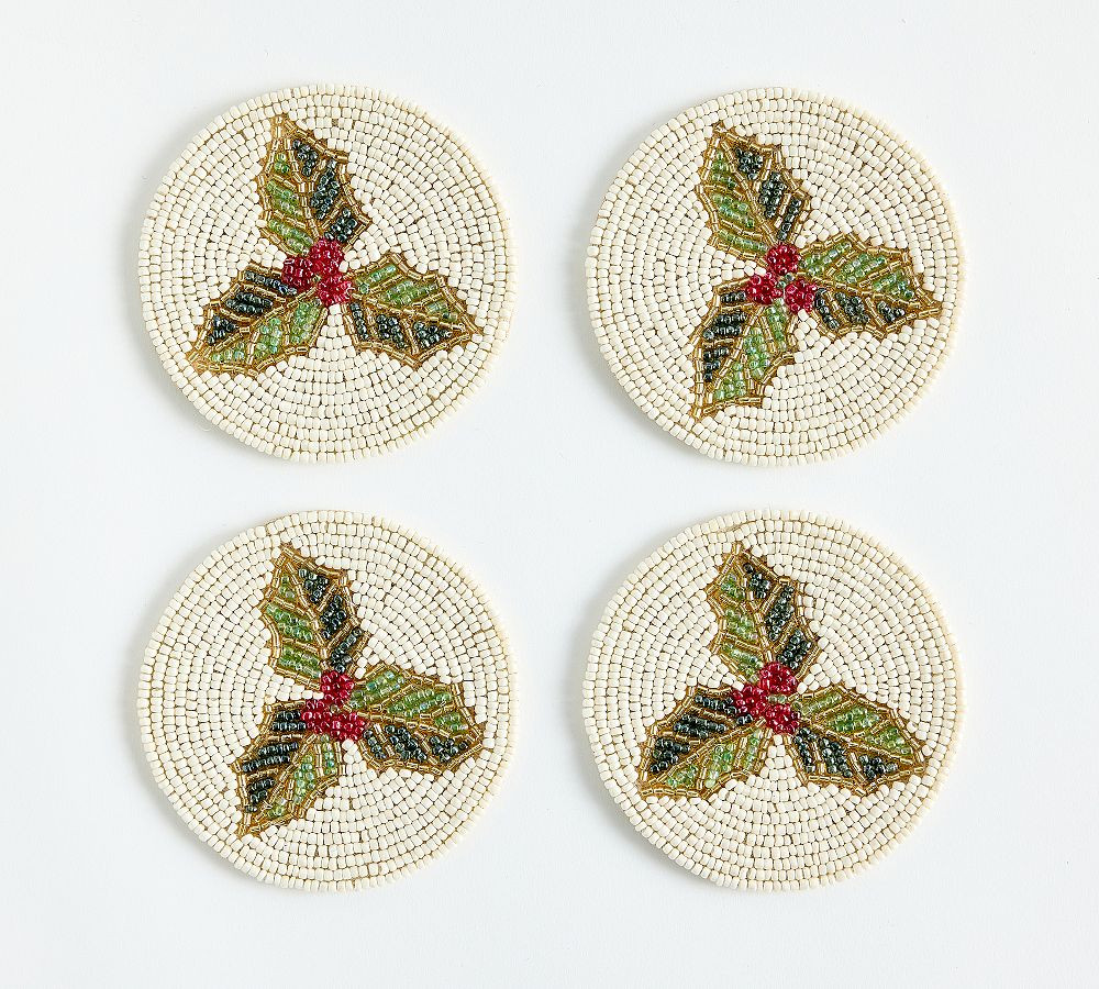 Holly Icon Beaded Coasters - Set of 4 | Pottery Barn (US)