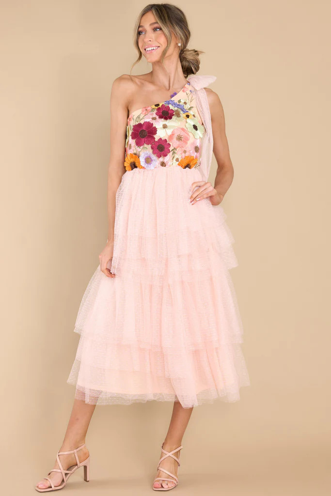 Midnight Garden Light Pink Floral Dress | Red Dress 