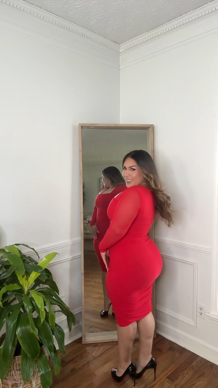 A sexy red dress and sheer mesh bodysuit make for the perfect pairing for a date night outfits.

Oh and  a little peep toe red bottom shoe never hurt anyone ❤️

#LTKgrwm #LTKMidsize
