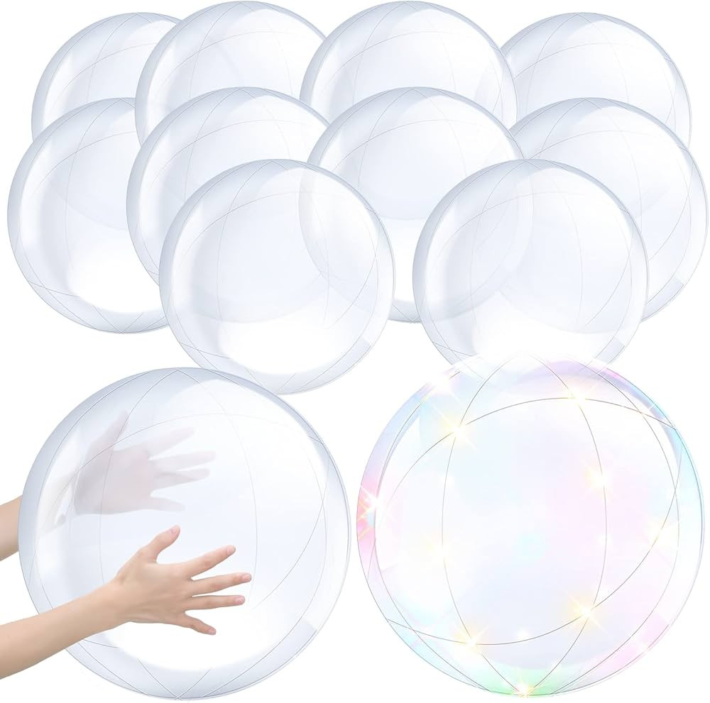 Hungdao 12 Pieces Inflatable Clear Beach Ball Inflatable Clear Balloons Transparent Swimming Pool... | Amazon (US)