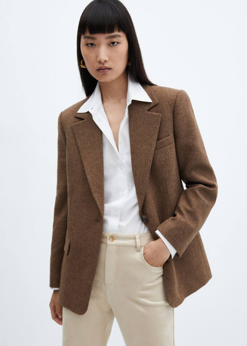Herringbone wool-blend blazer -  Women | Mango USA | MANGO (US)