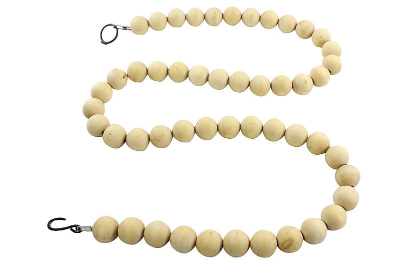60" Wooden Strand Garland, Ivory | One Kings Lane