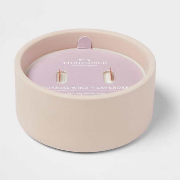 8oz 2-Wick Purple Matte Ceramic Woodwick Candle Coastal Wind and Lavender - Threshold™ | Target
