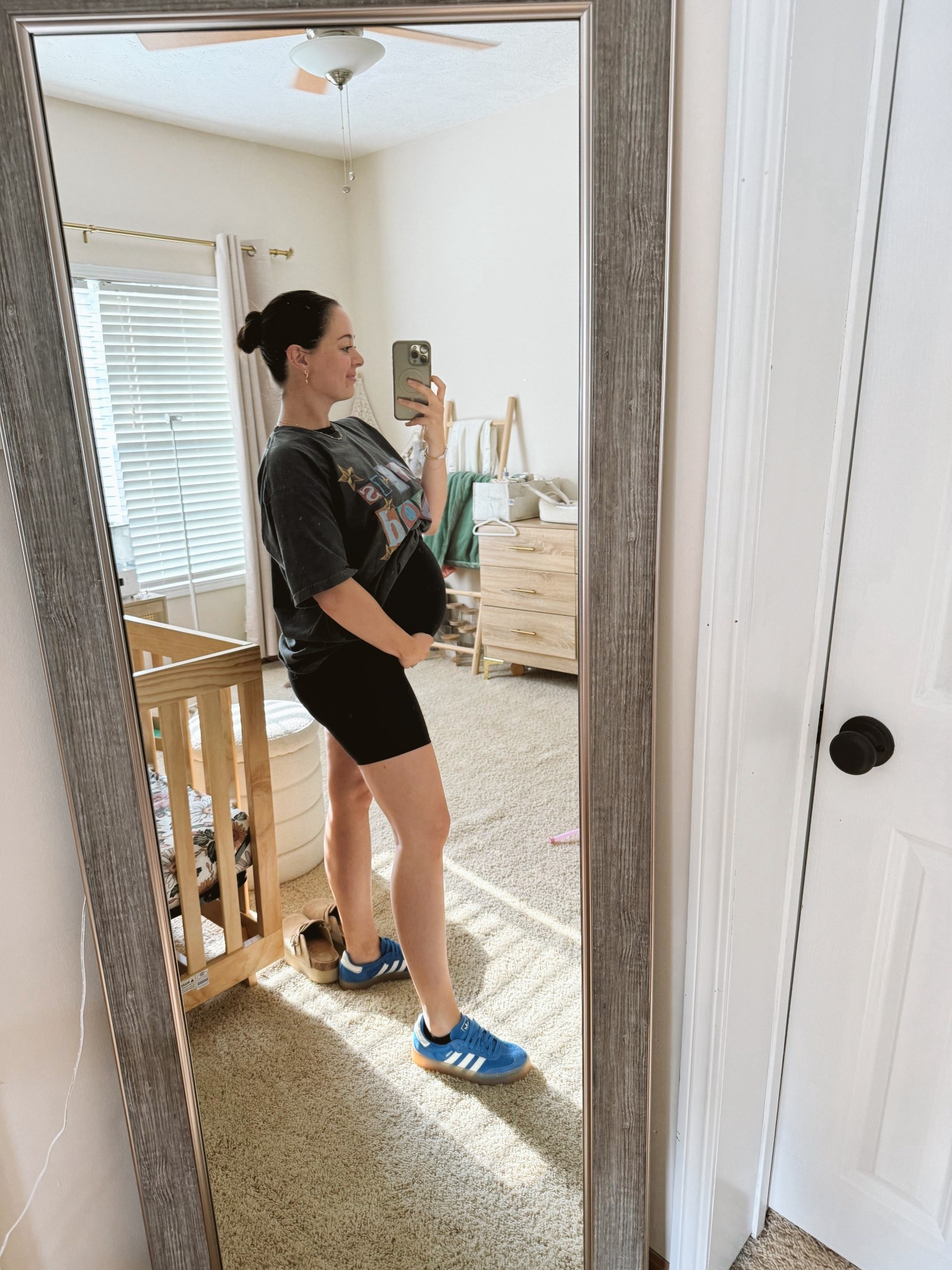 Graphic tee — XL
Biker shorts — Medium