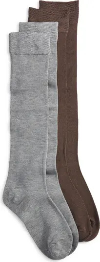 Assorted 2-Pack Comfort Top Knee High Socks | Nordstrom