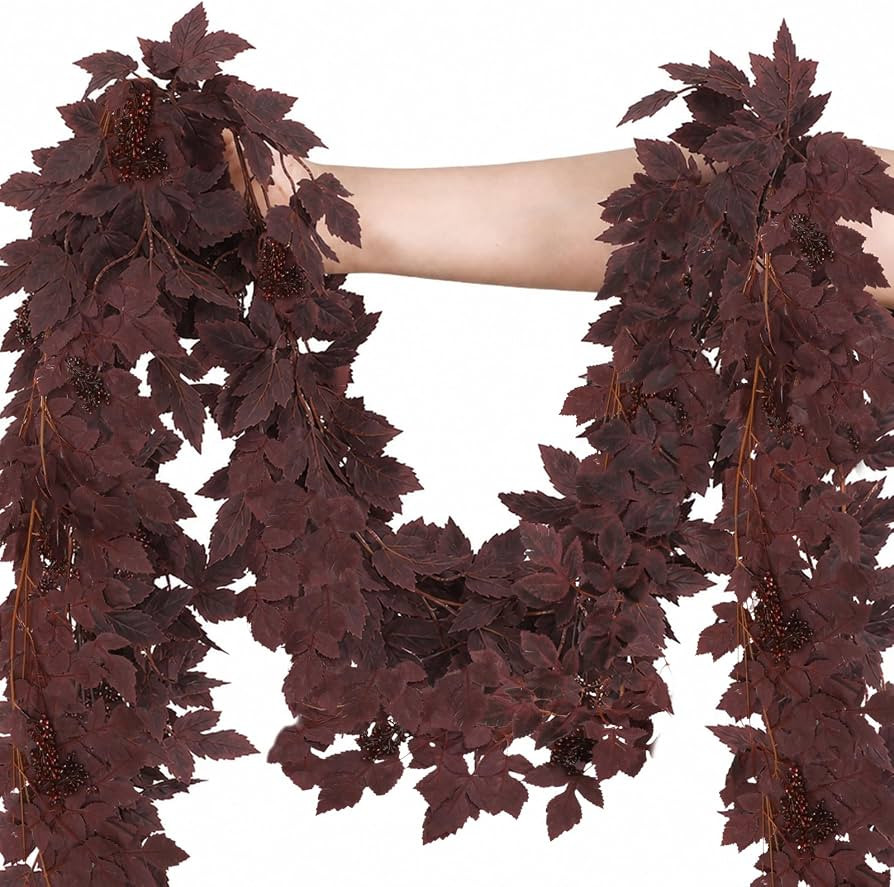 Mega-L Halloween Garland, 2 Pack Purple Grape Leaf Garland Halloween Decor | Amazon (US)