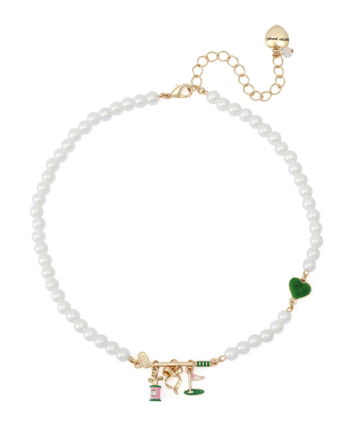 Betsey Johnson Faux Stone Golf Bib Mother of Pearl Necklace - Green | Macy's