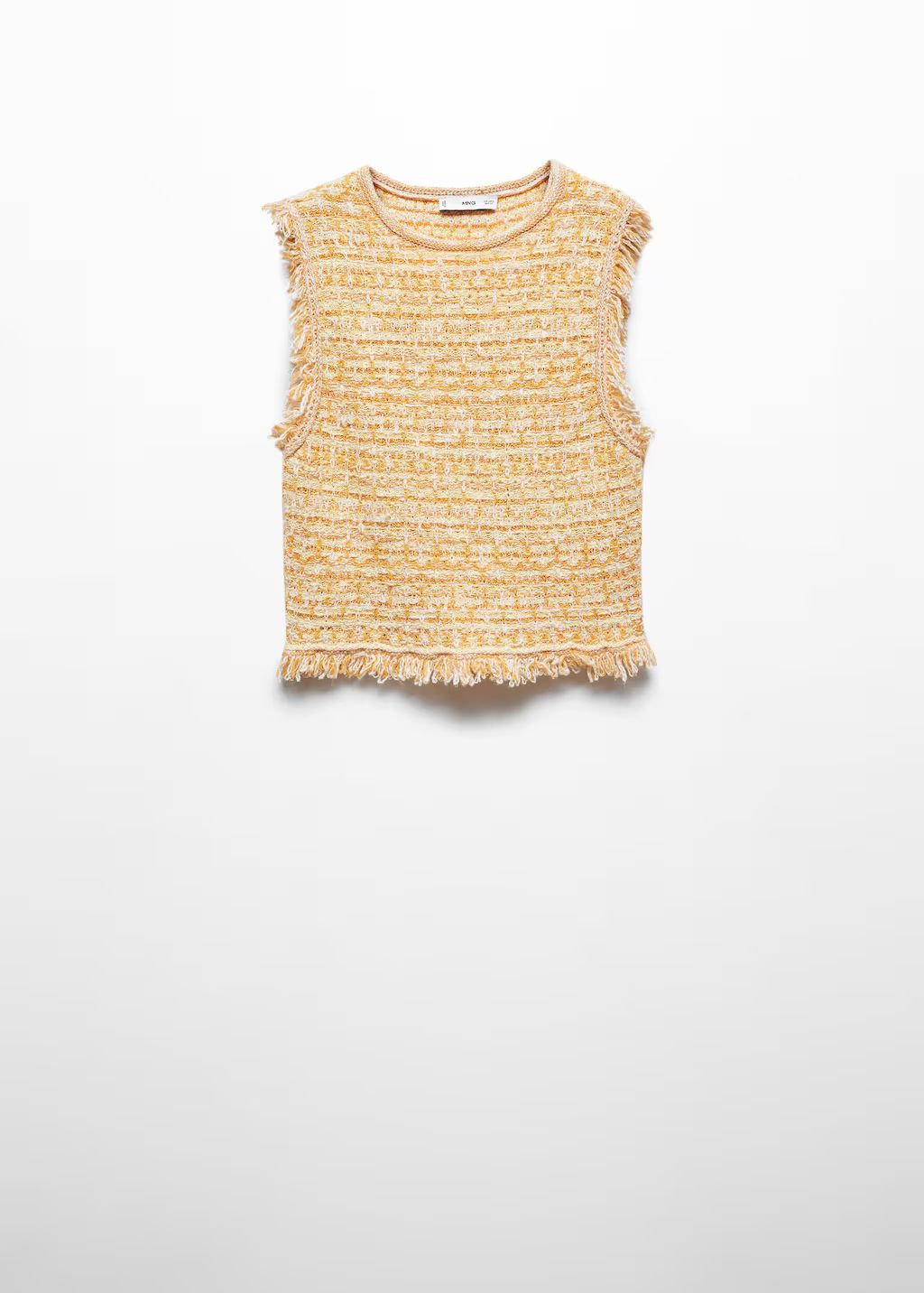 Tweed top with frayed detail -  Women | Mango USA | MANGO (US)
