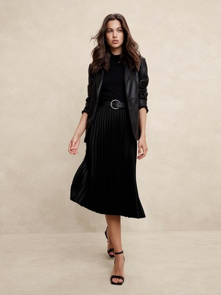 SILKY PLEATED MIDI SKIRT | Banana Republic Factory