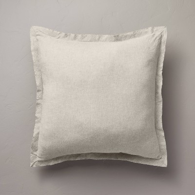 26"x26" Linen Blend Euro Bed Pillow Gray - Hearth & Hand™ with Magnolia: Farmhouse Style, Indoor, Removable Cover | Target