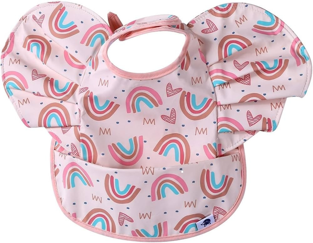 SPINFOX Waterproof Bibs for Baby, Washable Toddler Bibs for Eating, Baby Bibs with Food Catcher F... | Amazon (US)