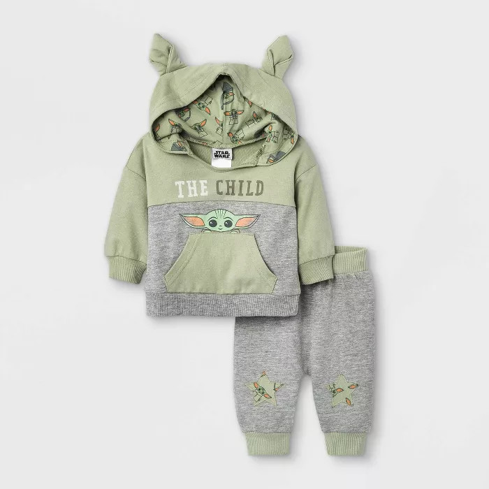 Baby Boys' 2pc Star Wars Baby Yoda French Terry Pullover and Jogger Set - Green | Target