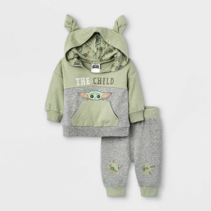 Baby Boys' 2pc Star Wars Baby Yoda French Terry Pullover and Jogger Set - Green | Target