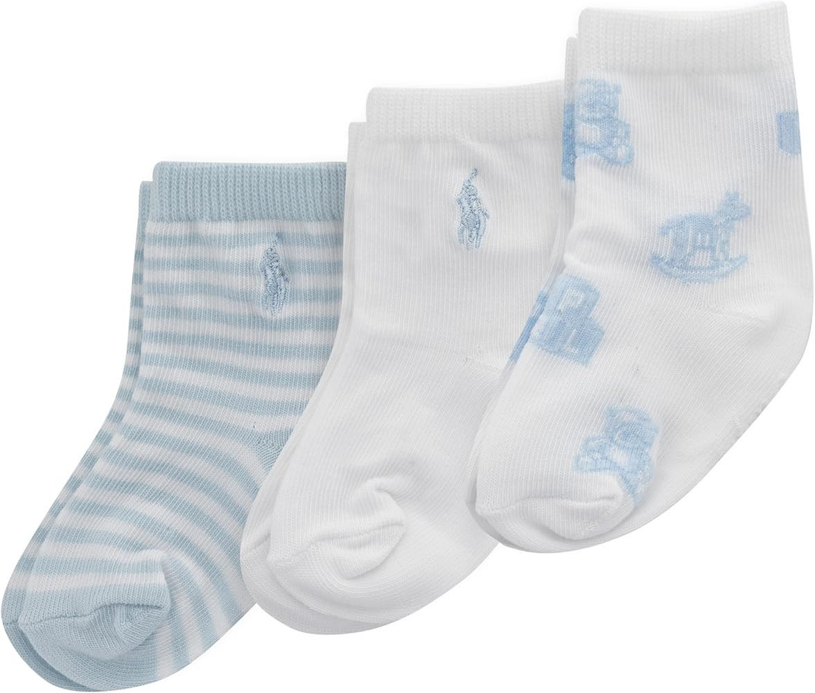 POLO RALPH LAUREN baby-girls Organic Cotton Socks - 3 Pair Pack - Soft Cable and Tossed Cotton | Amazon (US)