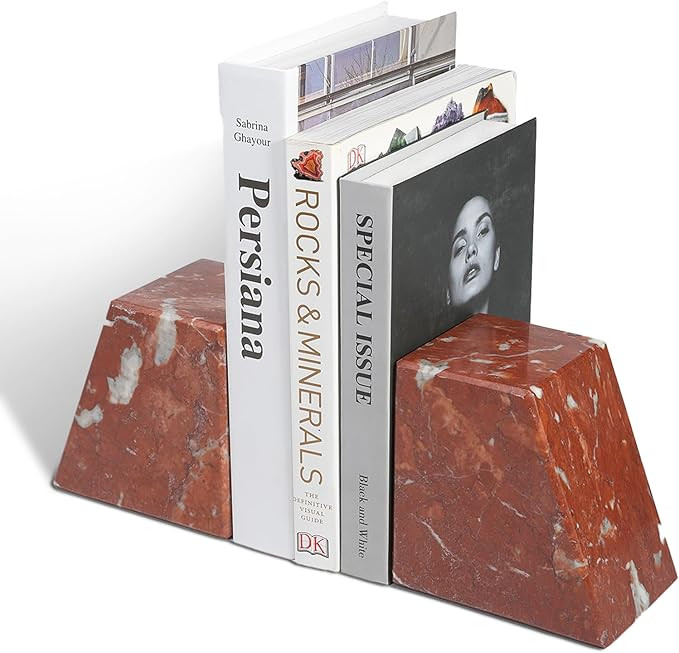 Koville Marble Book Ends for Shelves, Decorative Bookends for Heavy Books-Aesthetic Bookshelf Dec... | Amazon (US)