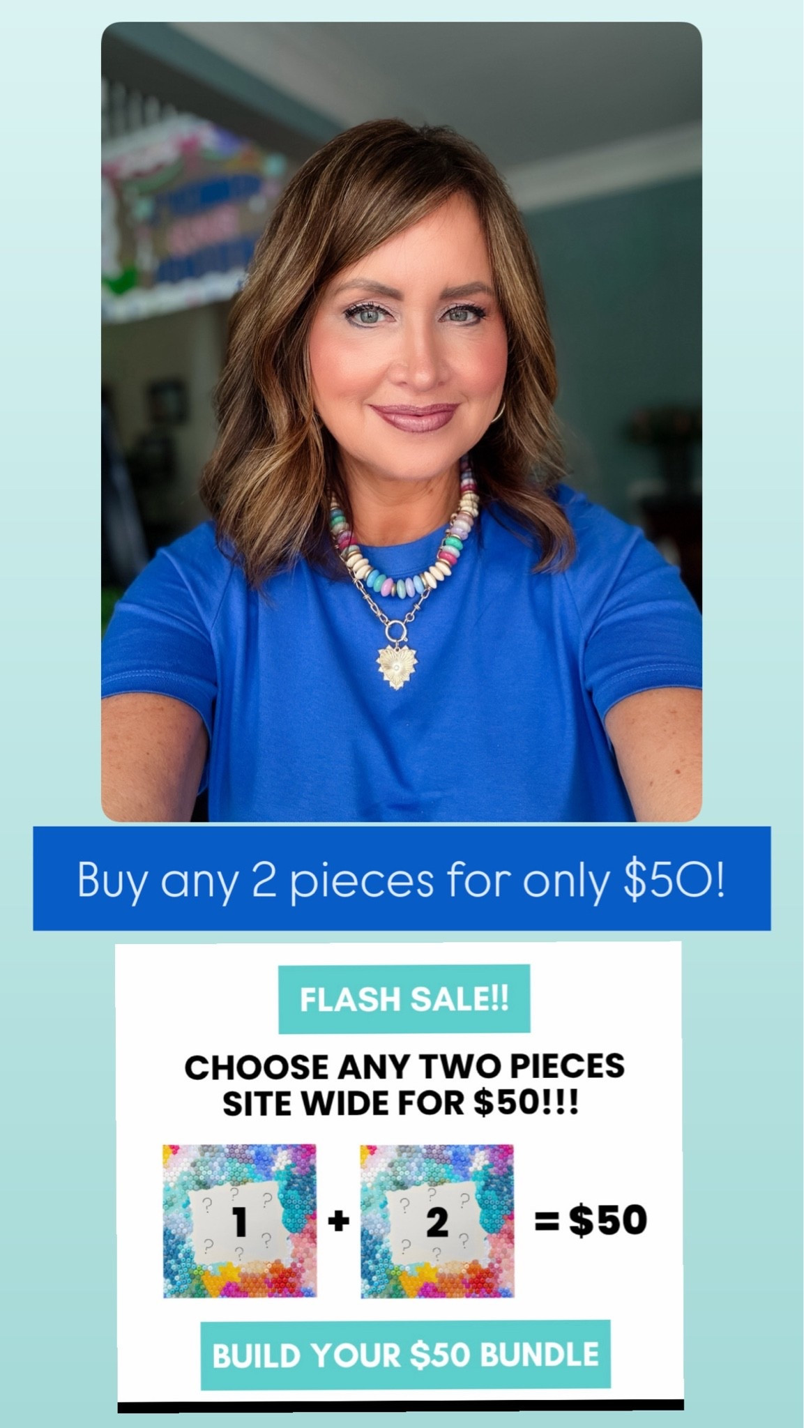Flash sale!
Any 2 pieces for $50 at Erin McDermott jewelry! 
Linked some of my favorites 

Sale is only good for a limited time and discounted prices will appear at checkout ￼