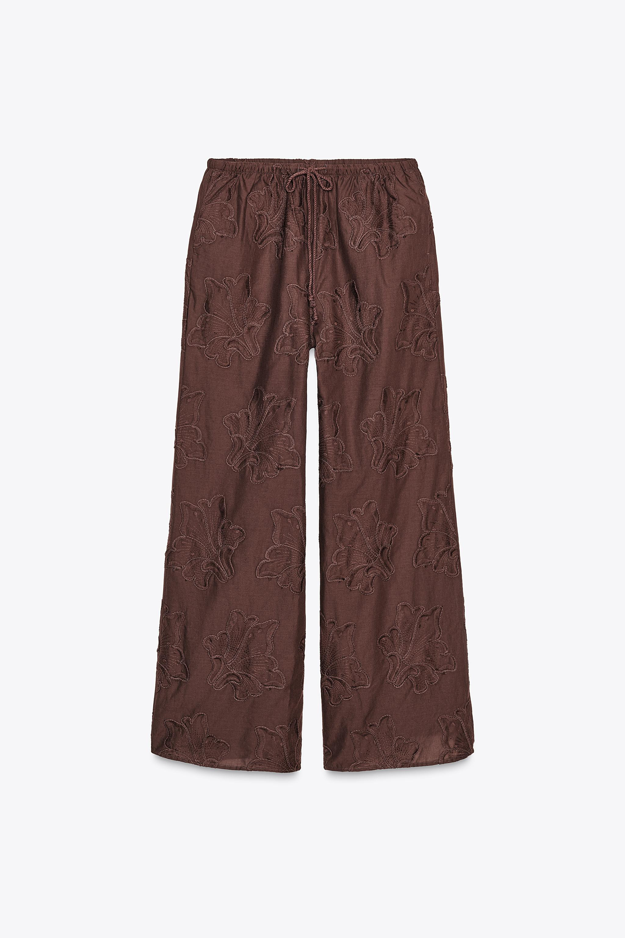 ZW COLLECTION EMBROIDERED PYJAMA TROUSERS | Zara UK