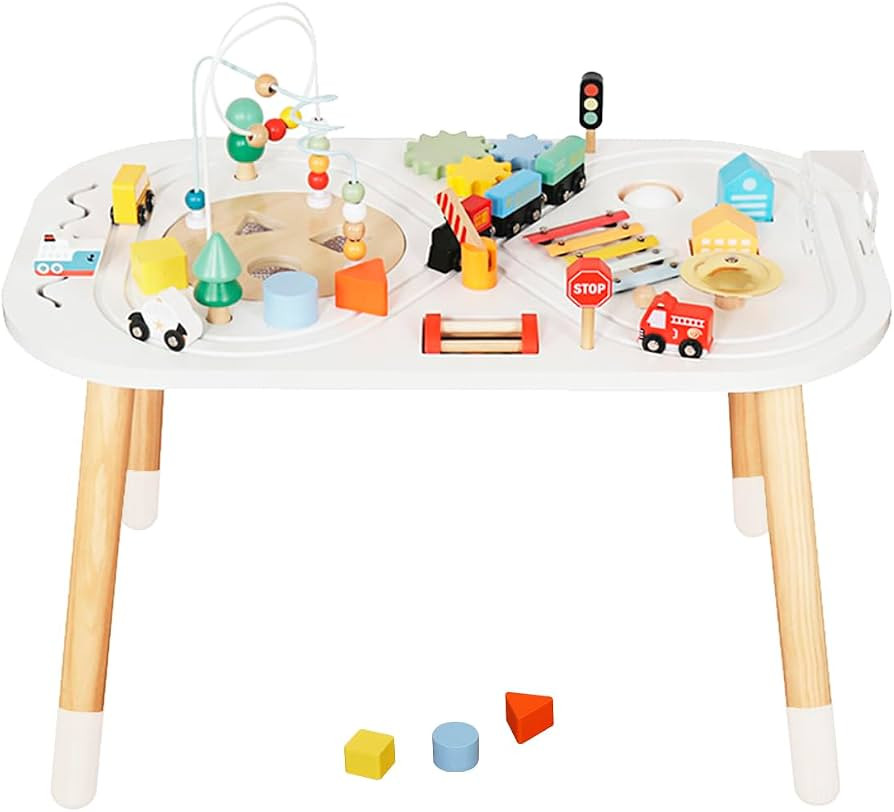 Baby Activity Cubes for Kids,Toddler Activity Cubes&Activity Center Table with Wooden Bead Mazes... | Amazon (US)