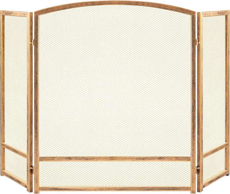 Best Choice Products 54.25x30.25in 3-Panel Simple Steel Mesh Fireplace Screen, Fire Spark Guard G... | Amazon (US)