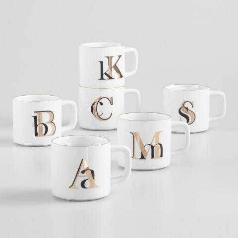 Gold Metallic Monogram Mug | World Market