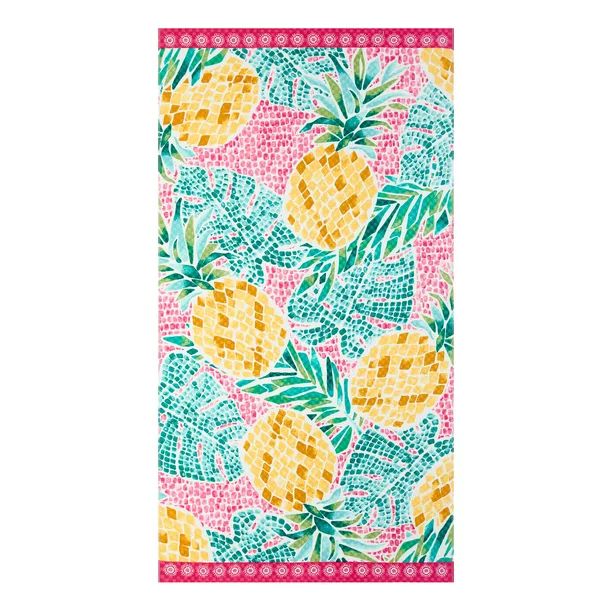 Better Homes & Gardens 100% Cotton Pineapple Mosaic Oversized Beach Towel, 38" x 72" | Walmart (US)