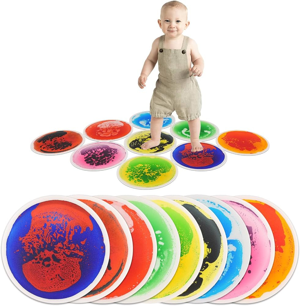 Art3d 9PCS Round Sensory Floor Tiles for Kids, Toddlers and Children, Colorful Liquid Sensory Act... | Amazon (US)
