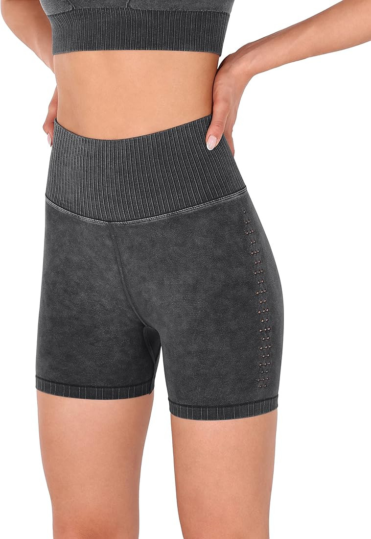 ODODOS Seamless Yoga Shorts for Women Ribbed High Waist Gym Workout Athletic Casual Running Short... | Amazon (US)