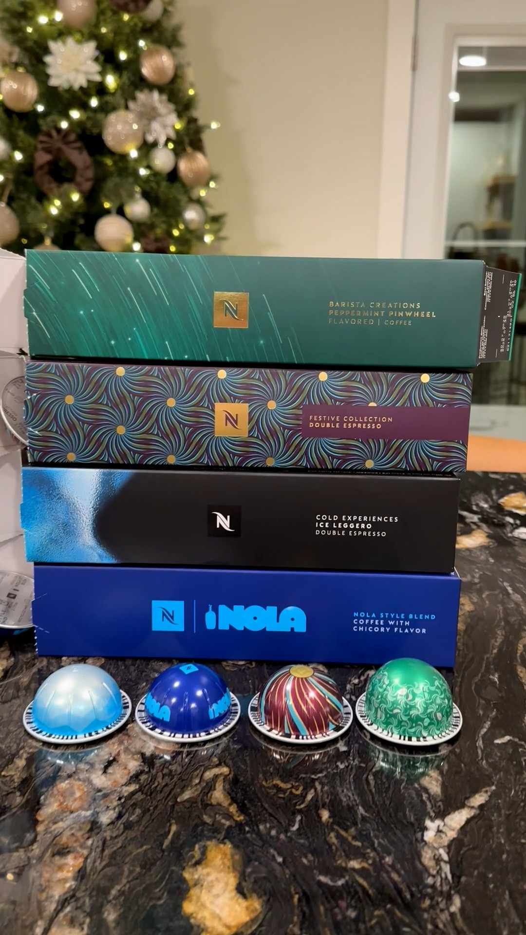 My at home coffee bar set up is linked below as well!

Nespresso Vertuo Pop+ Matte Black Gold & Aeroccino3 Milk Frother - ON SALE☕️

Excited to try these new holiday Nespresso Pods! I got two standard flavors and then peppermint pinwheel and the festive collection

Nespresso, Nespresso coffee maker, coffee maker, espresso, Nespresso pods, at home coffee, gift idea, Monin syrup, Chobani creamer, floating shelves, iced coffee, at home coffee, coffee maker 

#LTKHoliday #LTKCyberWeek #LTKHome