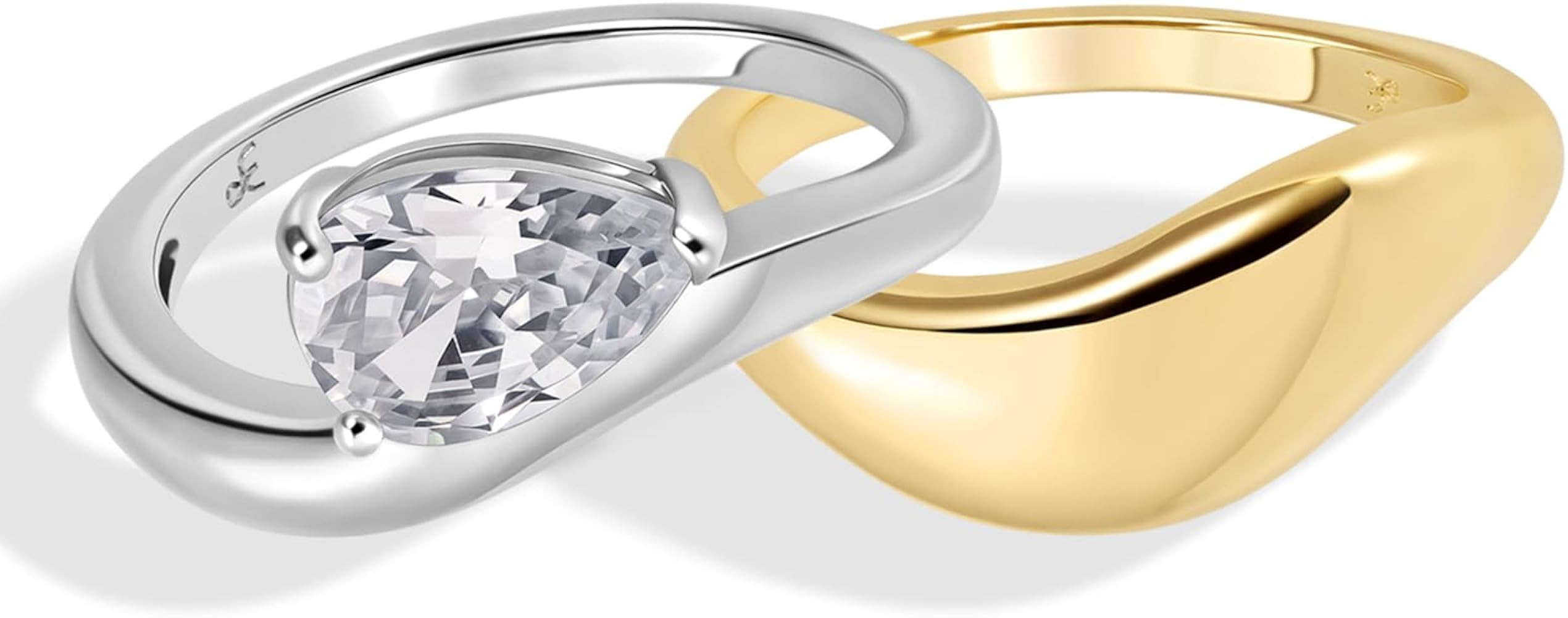 Gold Plated Pear Shaped Engagement Rings for Women Fashion Wedding Dainty Stacking Cubic Zirconia... | Amazon (US)