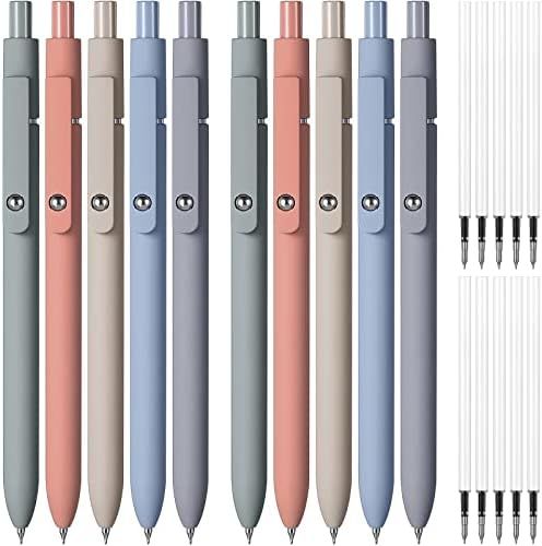 10 Pcs Gel Ink Pens with 10 Pcs Black Ink Refills Quick Dry Ballpoint Pens Fine Point Retractable In | Amazon (US)