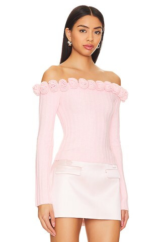 Jalin Rosette Sweater in Pink | Revolve Clothing (Global)