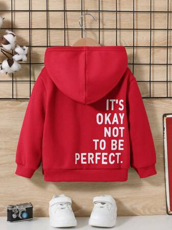 SHEIN Baby Boy Casual Sports Style Long Sleeve Hooded Sweatshirt With English Letter Pattern | SHEIN