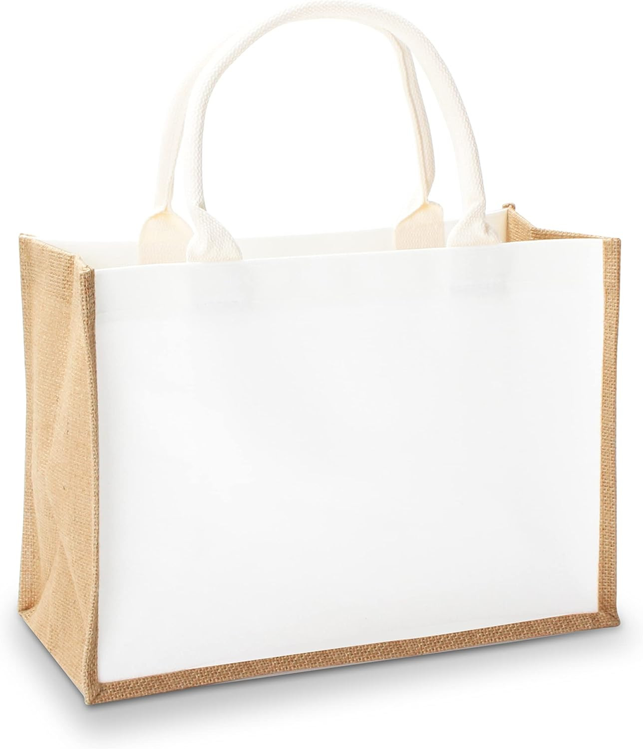 Jute Tote Bag, 14.5" x 6.7" x 10.2" 1Pcs Burlap Totes Bag, Jute Travel Bags with Handle, Reusable... | Amazon (US)