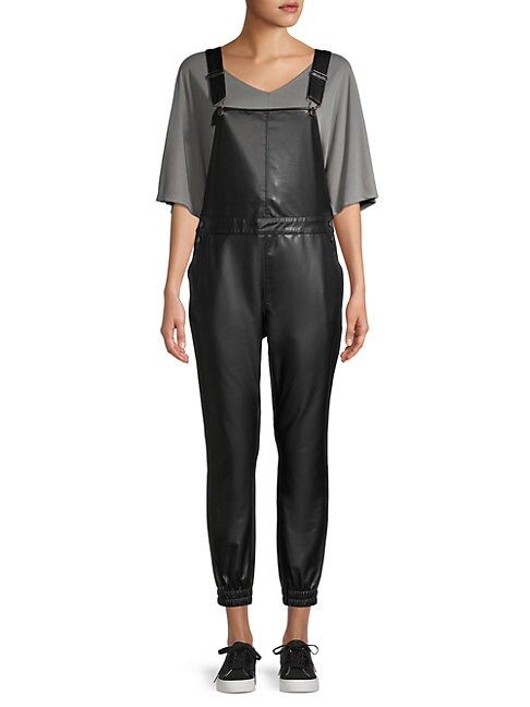 Get The Jogs Done Faux Leather Overalls | Saks Fifth Avenue OFF 5TH