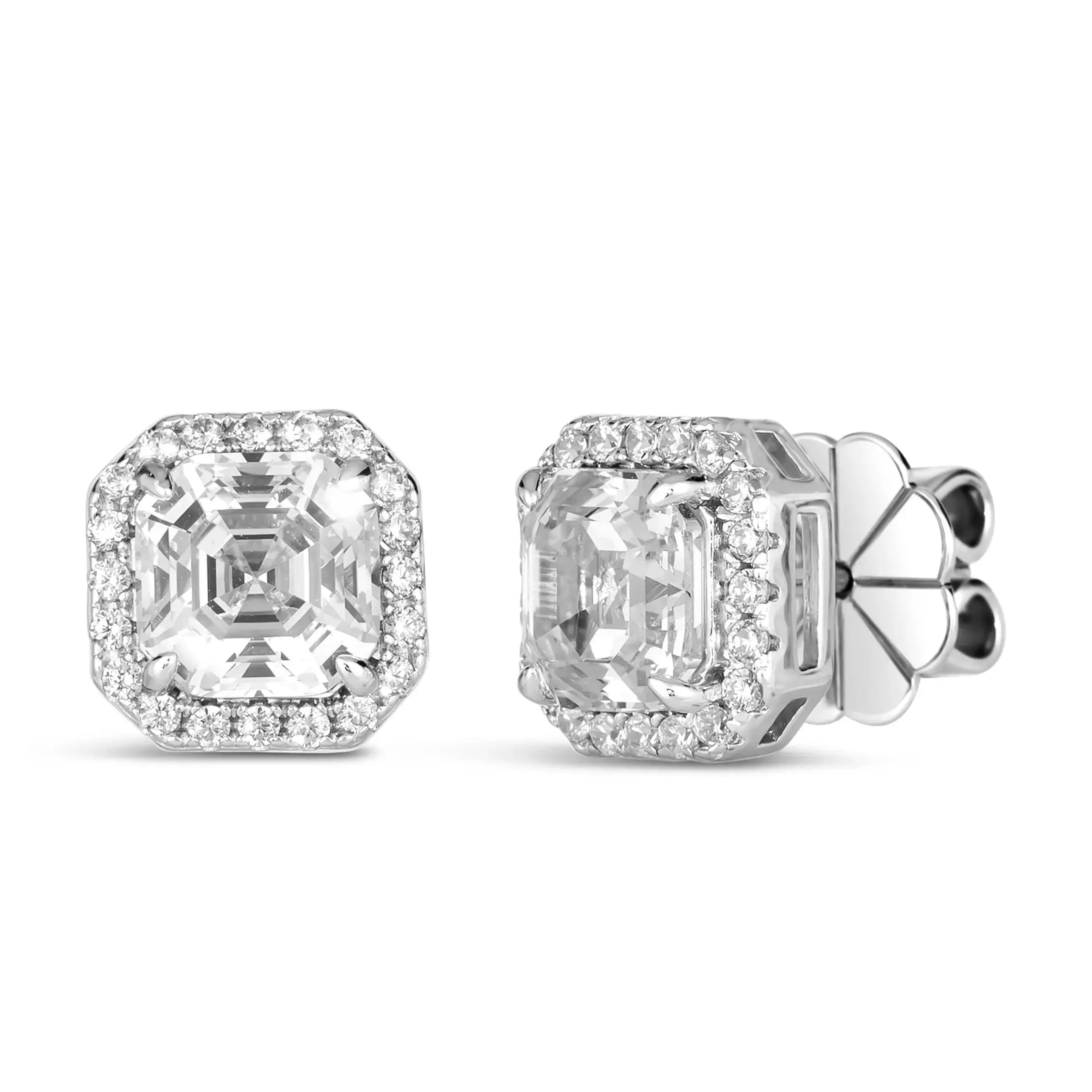 Anna Zuckerman Bethenny Asscher Studs in White Crystalline | Anna Zuckerman