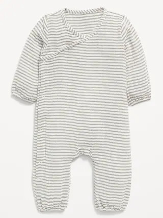 Unisex Long-Sleeve Double-Weave Wrap-Front One-Piece for Baby | Old Navy (US)