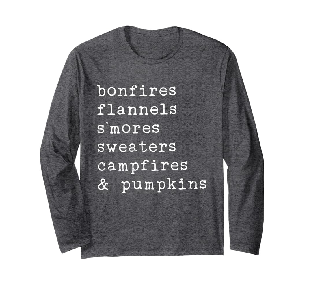 Bonfires Flannels S'Mores Sweaters Campfires and Pumpkins Long Sleeve T-Shirt | Amazon (US)