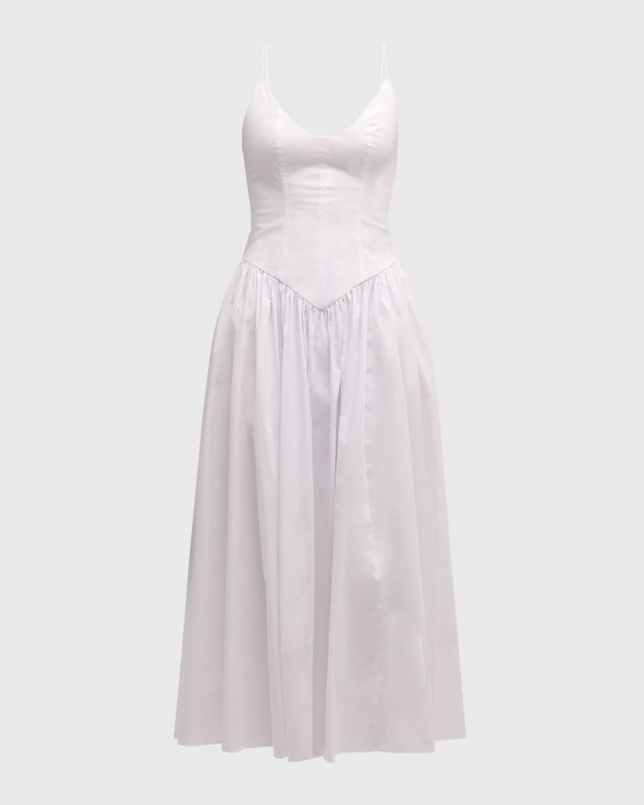STAUD Dena Bustier Cotton Poplin Dress | Neiman Marcus