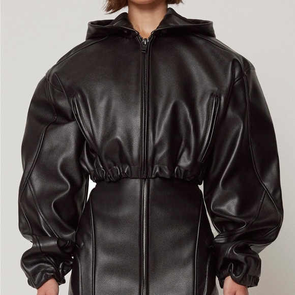 KHY Faux Leather Cropped Hooded Jacket | Poshmark
