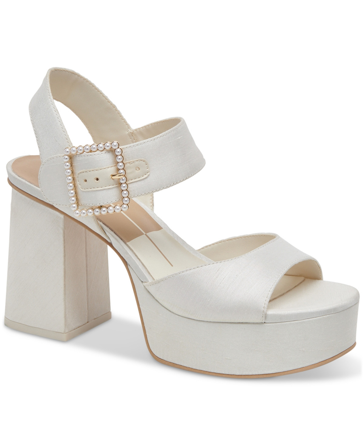 Dolce Vita Women's Bobby Pearls Ankle-Strap Two-Piece Platform Sandals - White Silk | Macy's