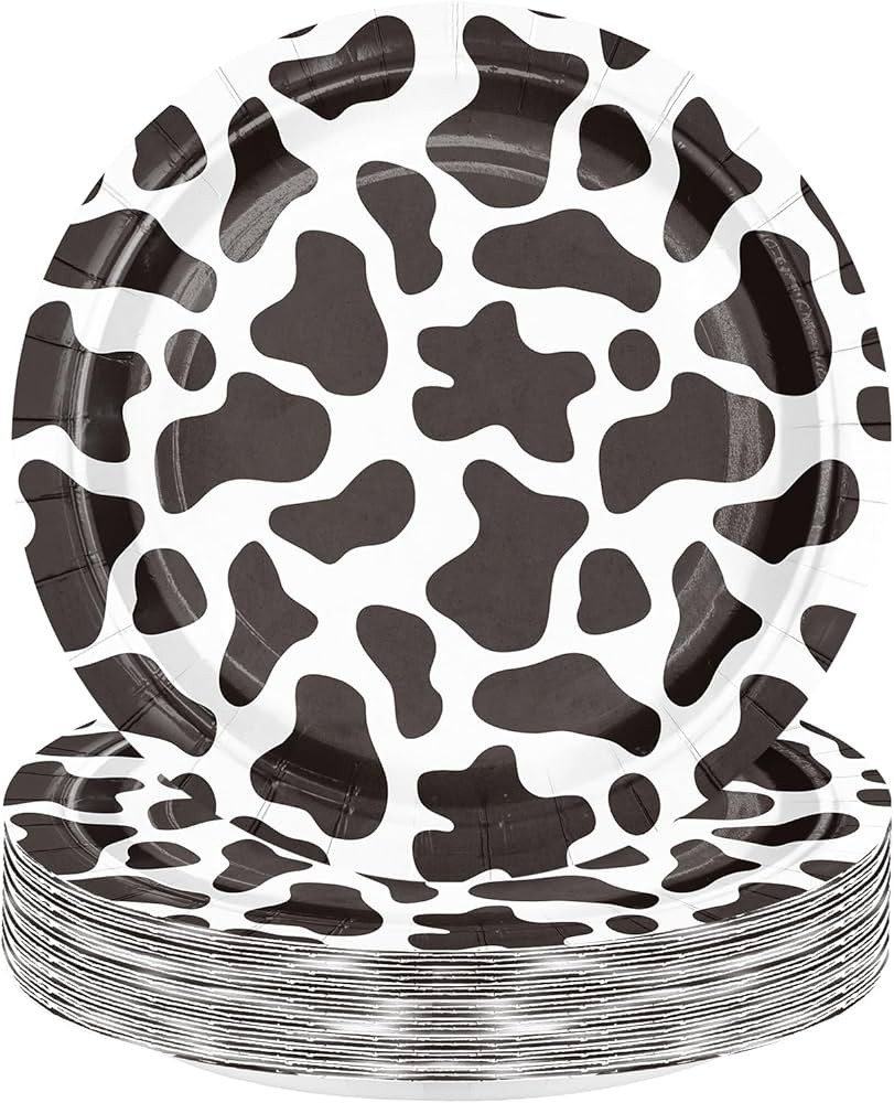 WRAPAHOLIC 25Pcs Cow Paper Plates - 9 Inch Cow Prints Disposable Plates Decorative Dinner Plates ... | Amazon (US)