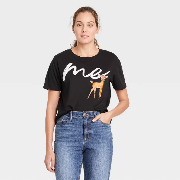 Women's Disney's Bambi Mother's Day Short Sleeve Graphic T-Shirt - Black | Target