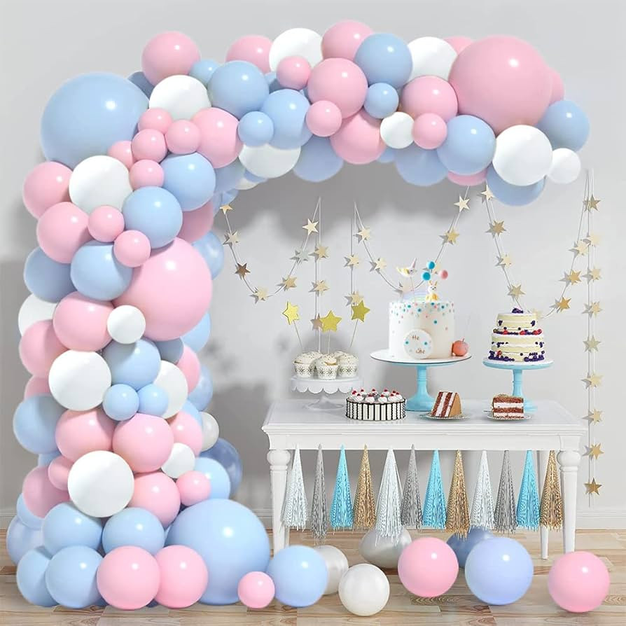Gender Reveal Balloon Arch Kit 124 Pcs Pink and Blue and White Balloons Garland Kit for Boys Girl... | Amazon (US)
