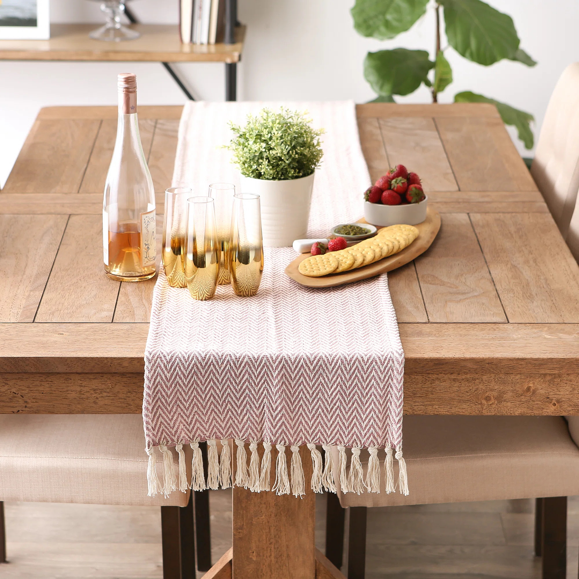 Gracie Oaks Harry-George JADEITE HANDLOOM CHEVRON TABLE RUNNER 15X108 & Reviews | Wayfair | Wayfair North America
