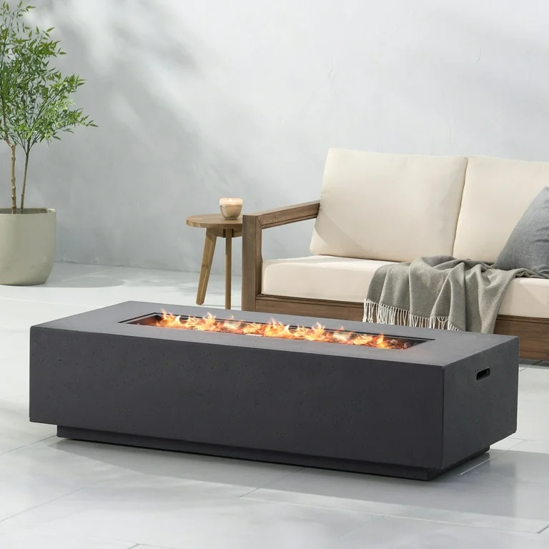 Mayfair Lightweight Concrete Outdoor 50,000 BTU Rectangular Fire Pit (No Tank Holder), Dark Gray | Walmart (US)