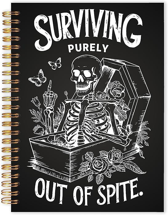 Funny Goth Skeleton Spiral Notebook 5.5x8.3, Gothic Witchy Gifts Journal for Writing, Dark Mystic... | Amazon (US)